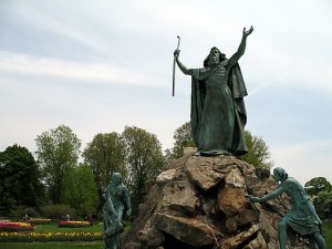 Moses fountain in Washington Park, Albany, NY.